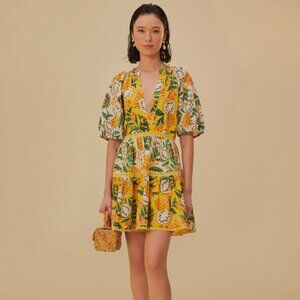 Farm Rio Yellow Biriba Mix Mini Dress